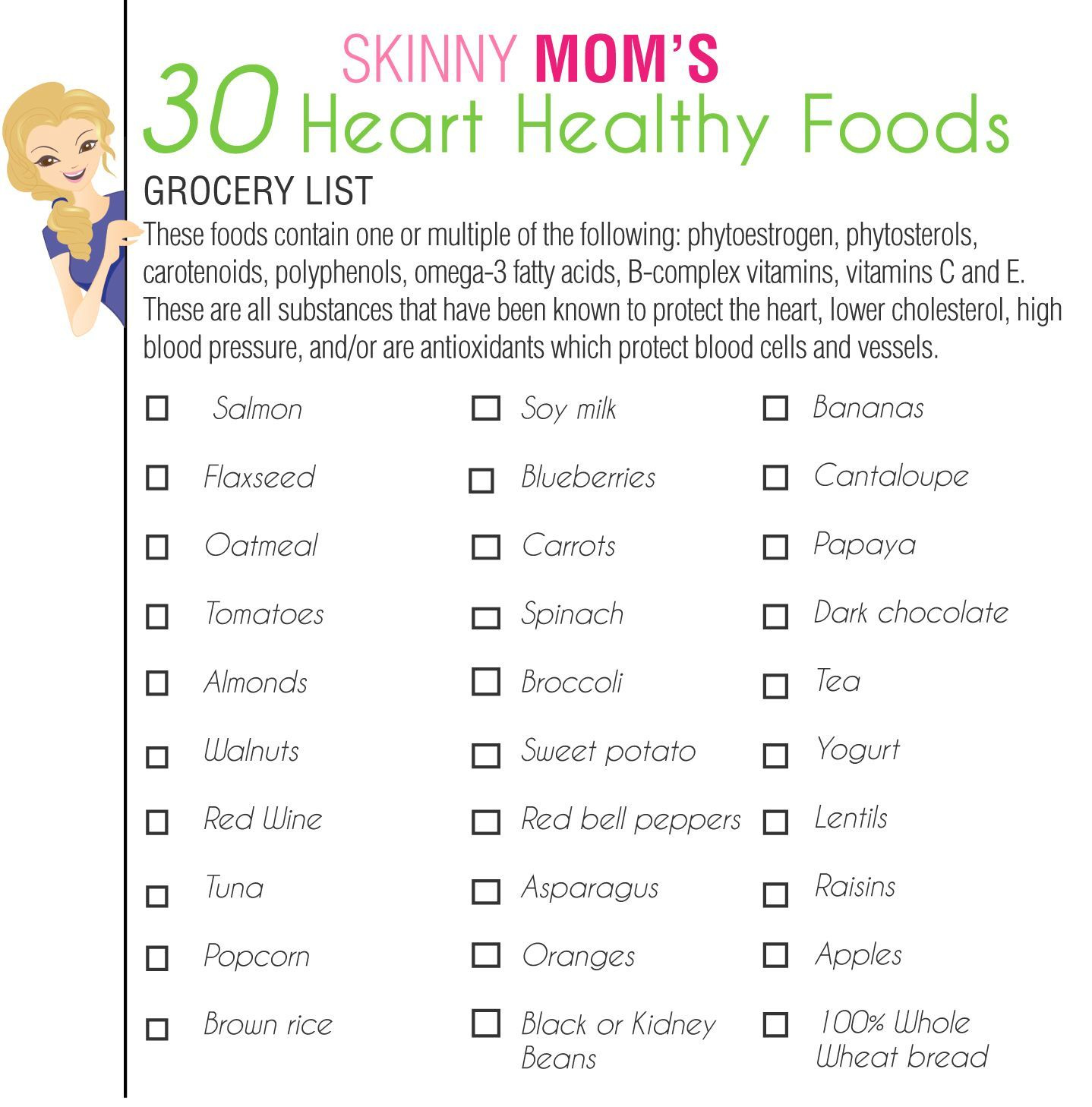 30 Heart Healthy Foods To Add To The Grocery List Skinny Mom Tips 