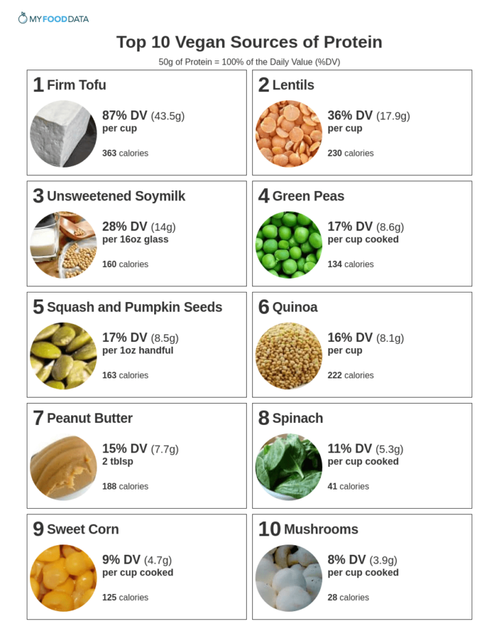 Printable Protein Foods List Vegan